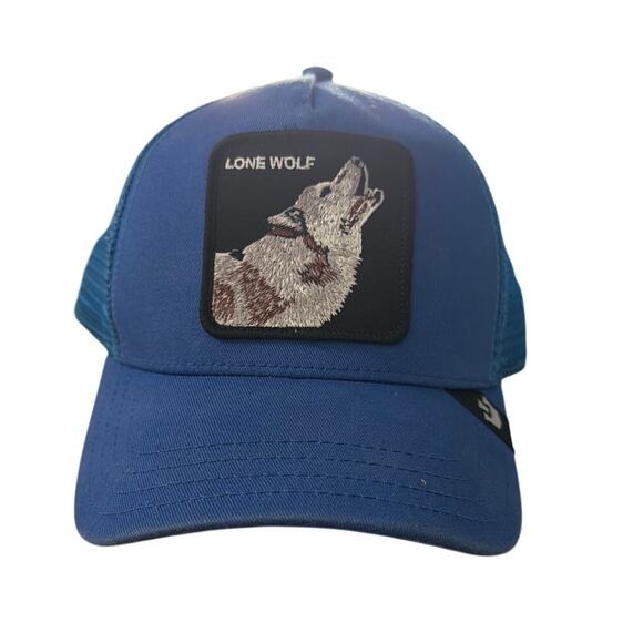 Goorin Bros. Other - Goorin Bros Lone Wolf Trucker Hat Blue Mesh Snapback Animal Farm Cap